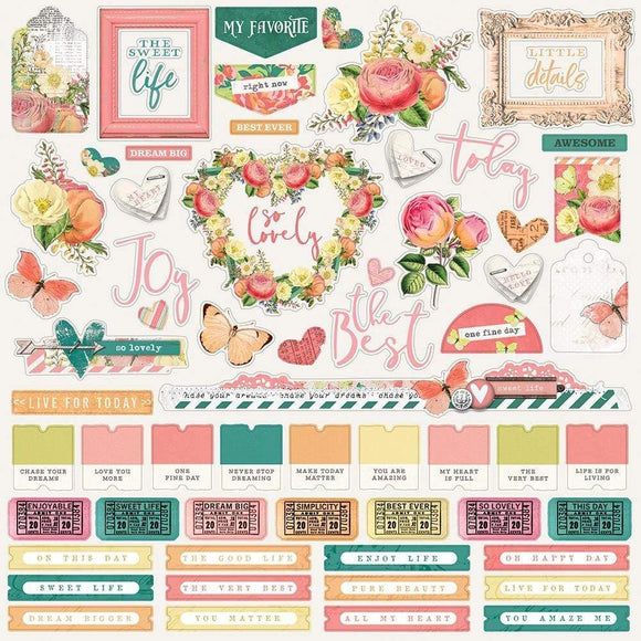 Scrapbooking  Simple Vintage Garden District Cardstock Stickers 12