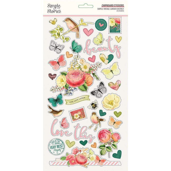 Scrapbooking  Simple Vintage Garden District Chipboard Stickers 6
