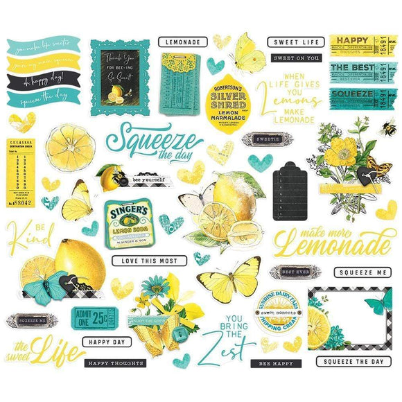 Scrapbooking  Simple Vintage Lemon Twist Bits & Pieces Die-Cuts 60/Pkg Ephemera