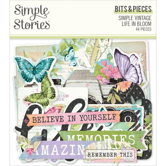 Scrapbooking  Simple Vintage Life In Bloom Bits & Pieces Die-Cuts 44/Pkg Ephemera