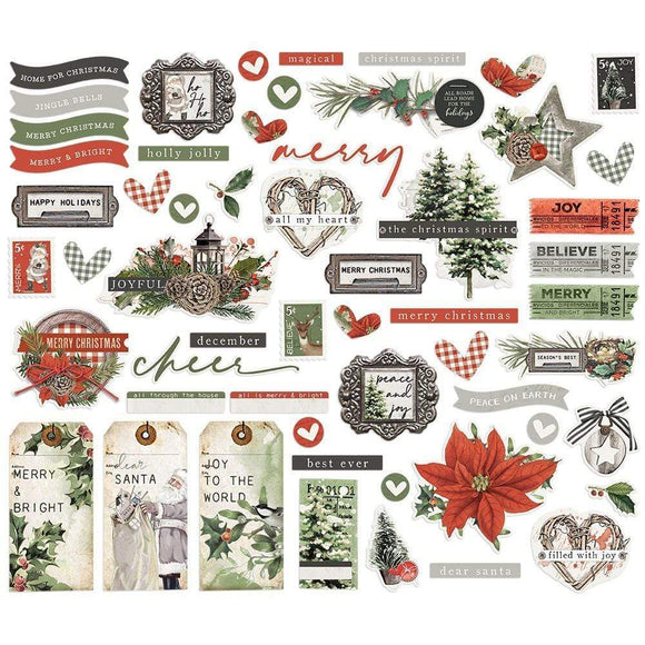 Scrapbooking  Simple Vintage Rustic Christmas Bits & Pieces Die-Cuts 56/Pk Ephemera
