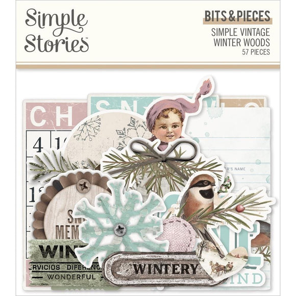 Scrapbooking  Simple Vintage Winter Woods Bits & Pieces Die-Cuts 57/Pkg Ephemera