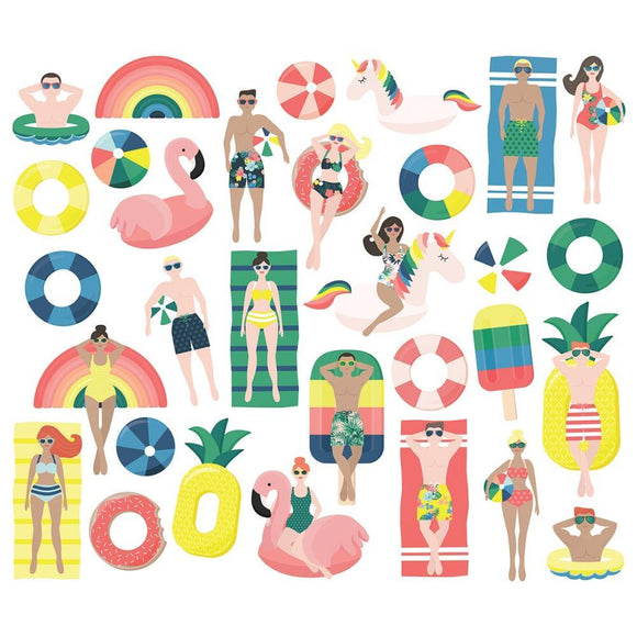 Scrapbooking  Sunshine & Blue Skies Bits & Pieces Die-Cuts 31/Pkg Pool People Ephemera