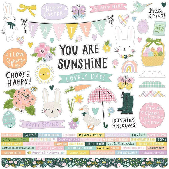 Scrapbooking  Bunnies & Blooms Cardstock Stickers 12