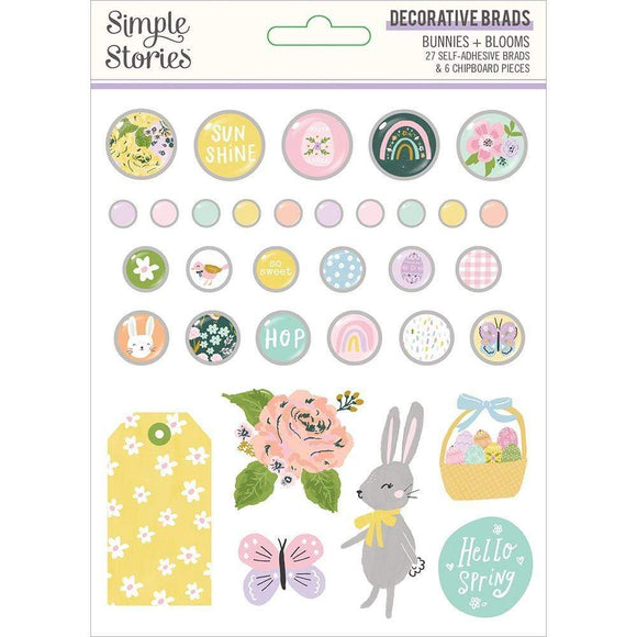 Scrapbooking  Bunnies & Blooms Decorative Brads 27/Pkg Paper 12