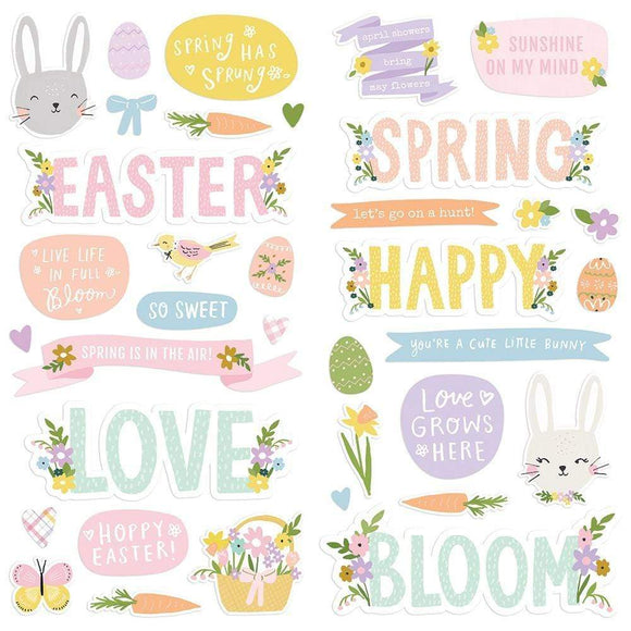 Scrapbooking  Bunnies & Blooms Foam Stickers 36/Pkg Paper 12