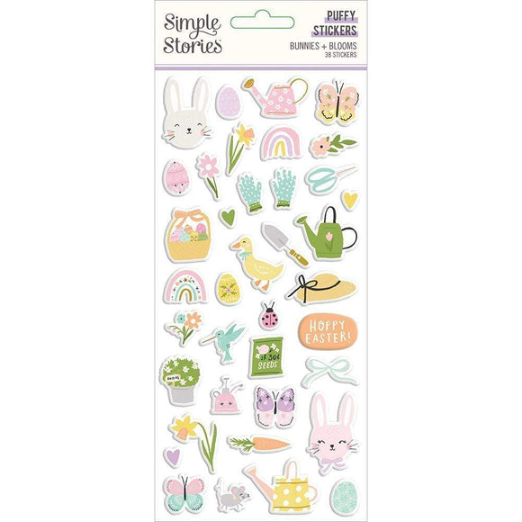 Scrapbooking  Bunnies & Blooms Puffy Stickers 38/Pkg Paper 12