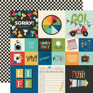 Scrapbooking  Family Fun Double-Sided Cardstock 12"X12" - 2x2 and 4x4 Elements Paper 12"x12"