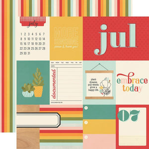 Scrapbooking  Hello Today Double-Sided Cardstock 12"X12" - July Paper 12"x12"