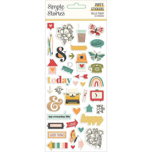 Scrapbooking  Hello Today Puffy Stickers 39/Pkg Paper 12"x12"