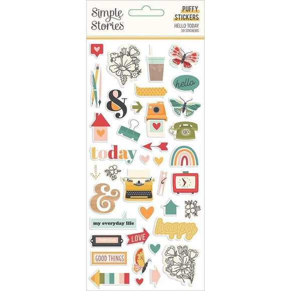 Scrapbooking  Hello Today Puffy Stickers 39/Pkg Paper 12