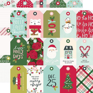 Scrapbooking  Holly Days Double-Sided Cardstock 12"X12" - Tags Paper 12"x12"