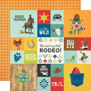 Scrapbooking  Howdy! Double-Sided Cardstock 12"X12" - 2x2/4x4 Elements Paper 12"x12"