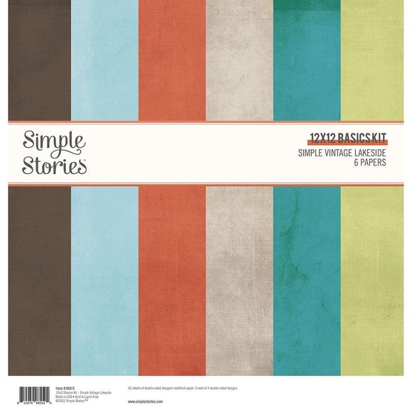 Scrapbooking  ***IN TRANSIT*** Simple Stories Simple Vintage Lakeside Basics Double-Sided Paper Pack 12