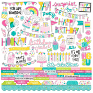 Scrapbooking  Magical Birthday Cardstock Stickers 12"X12" Combo Paper 12"x12"