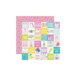 Scrapbooking  Magical Birthday Double-Sided Cardstock 12"X12" - 2x2 Elements Paper 12"x12"