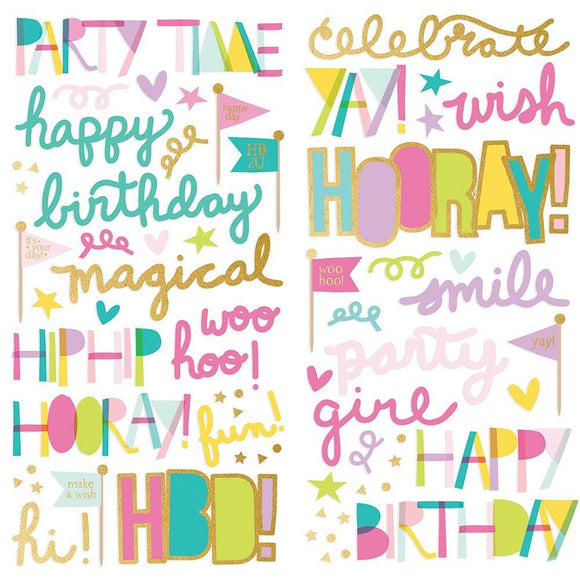 Scrapbooking  Magical Birthday Foam Stickers 69/Pkg Paper 12