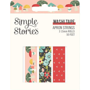Scrapbooking  Simple Stories Apron Strings Washi Tape 3/Pkg Paper 12"x12"