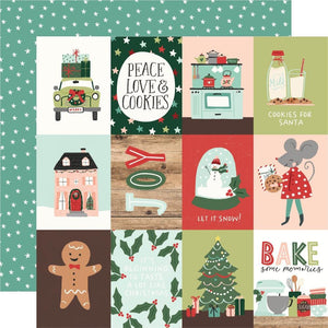 Scrapbooking  Simple Stories Baking Spirits Bright Double-Sided Cardstock 12"X12" - 3x4 Elements Paper 12"x12"