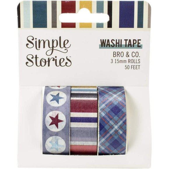 Scrapbooking  Simple Stories Bro & Co. Washi Tape 3/Pkg Paper 12