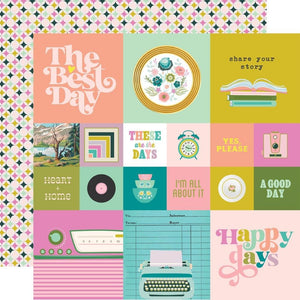 Scrapbooking  Simple Stories Flea Market Double-Sided Cardstock 12"X12" - 2x2/4x4 Elements Paper 12"x12"