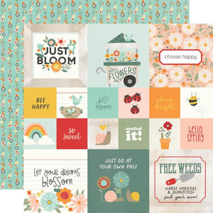 Scrapbooking  Simple Stories Full Bloom Double-Sided Cardstock 12"X12" - 2x2/4x4 Elements Paper 12"x12"