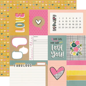 Scrapbooking  Simple Stories Good Stuff Double-Sided Cardstock 12"X12" - February paper 12"x12"