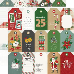 Scrapbooking  Simple Stories Hearth & Holiday Double-Sided Cardstock 12"X12" - Tags Paper 12"x12"