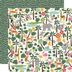 Scrapbooking  Simple Stories Into The Wild Double-Sided Cardstock 12"X12" - Welcome to The Jungle Paper 12"x12"