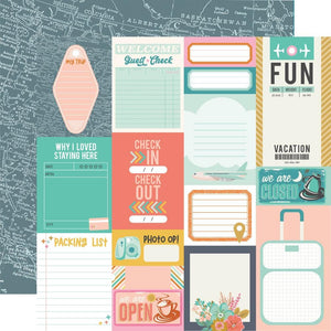 Scrapbooking  Simple Stories Let's Go! Double-Sided Cardstock 12"X12" - Journal Elements Paper 12"x12"