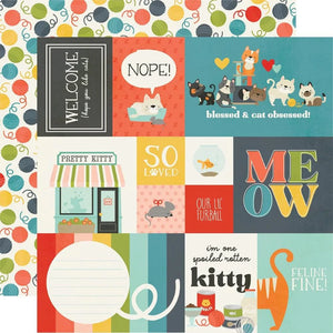 Scrapbooking  Simple Stories Pet Shoppe Cat Double-Sided Cardstock 12"X12" - Element 1 Paper 12"x12"