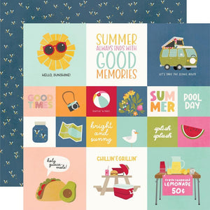 Scrapbooking  Simple Stories Summer Lovin' Double-Sided Cardstock 12"X12"- 2x2/4x4 Elements Paper 12"x12"