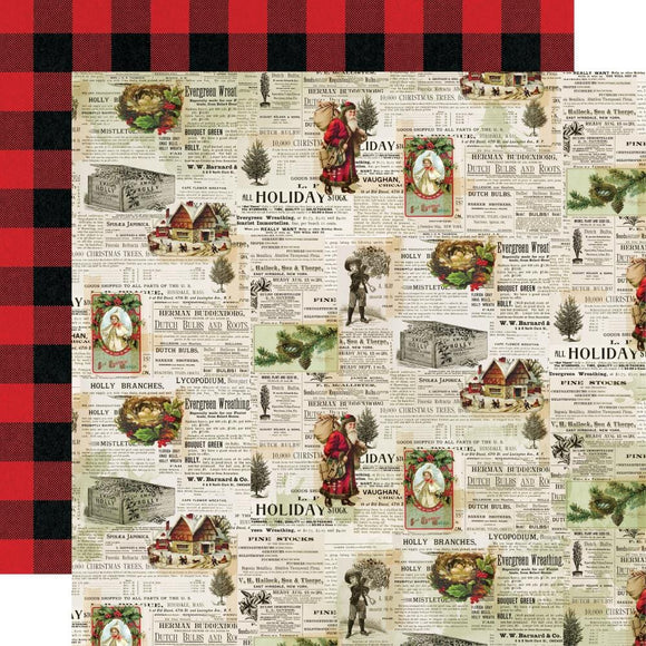 Scrapbooking  Simple Vintage Christmas Lodge Dbl-Sided Cardstock 12