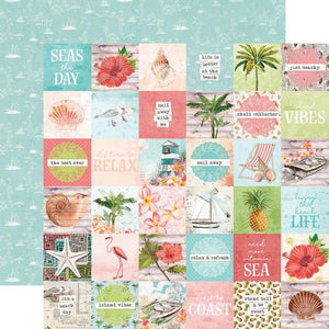 Scrapbooking  Simple Vintage Coastal Double-Sided Cardstock 12"X12" - 2x2 Elements Paper 12"x12"