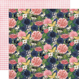 Scrapbooking  Simple Vintage Indigo Garden Double-Sided Cardstock 12"X12" - Beautiful Heart Paper 12"x12"