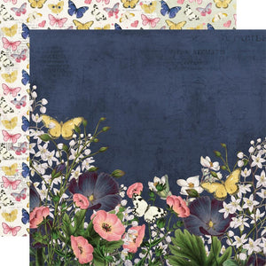 Scrapbooking  Simple Vintage Indigo Garden Double-Sided Cardstock 12"X12" - Grace & Beauty Paper 12"x12"