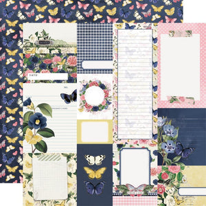 Scrapbooking  Simple Vintage Indigo Garden Double-Sided Cardstock 12"X12" - Journal Elements Paper 12"x12"