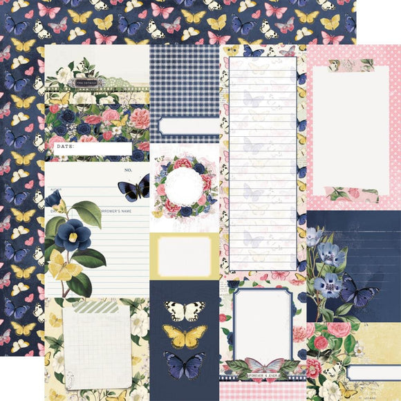 Scrapbooking  Simple Vintage Indigo Garden Double-Sided Cardstock 12