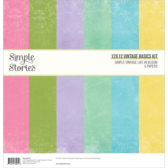 Scrapbooking  Simple Vintage Life In Bloom Basics Double-Sided Paper Pack 12