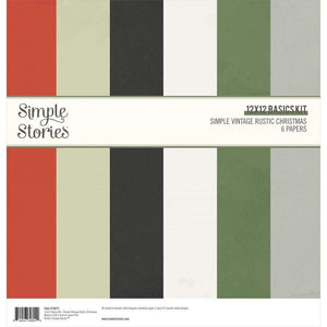 Scrapbooking  Simple Vintage Rustic Christmas Basics Double-Sided Paper Pack 12"X12" 6/Pkg Paper 12"x12"