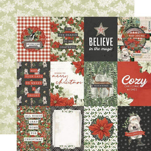 Scrapbooking  Simple Vintage Rustic Christmas Dbl-Sided Cardstock 12"X12" - 3x4 Elements Paper 12"x12"