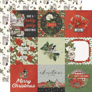 Scrapbooking  Simple Vintage Rustic Christmas Dbl-Sided Cardstock 12"X12" - 4x4 Elements Paper 12"x12"