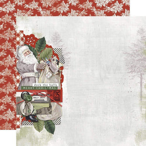 Scrapbooking  Simple Vintage Rustic Christmas Dbl-Sided Cardstock 12"X12" - Here Comes Santa Claus Paper 12"x12"