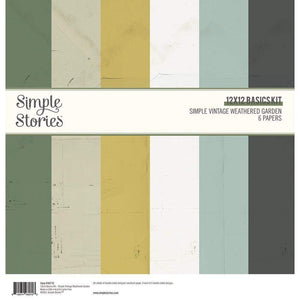 Scrapbooking  Simple Vintage Weathered Garden Basics Double-Sided Paper Pack 12"X12" 6/Pkg Paper 12"x12"
