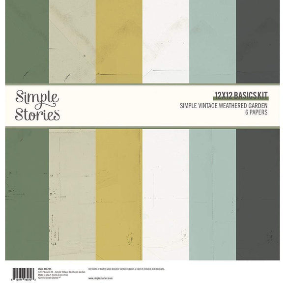 Scrapbooking  Simple Vintage Weathered Garden Basics Double-Sided Paper Pack 12