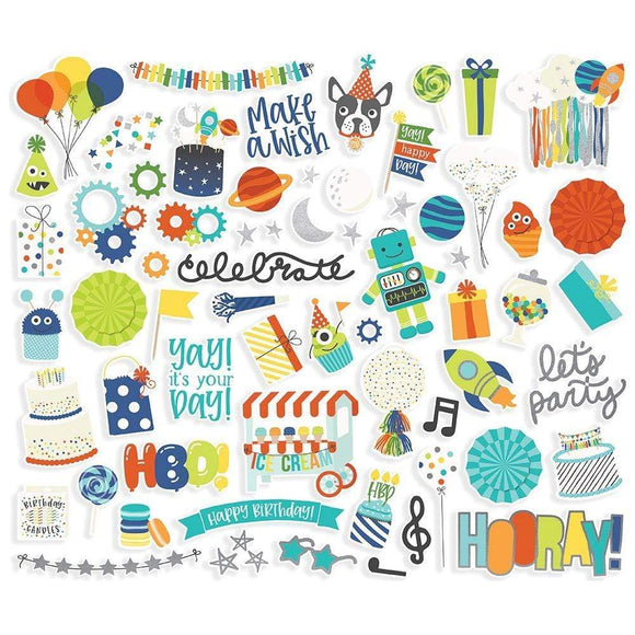Scrapbooking  Birthday Blast Bits & Pieces Die-Cuts 64/Pkg Paper 12x12