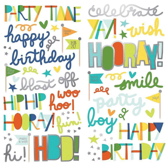 Scrapbooking  Birthday Blast Foam Stickers 70/Pkg Paper 12x12