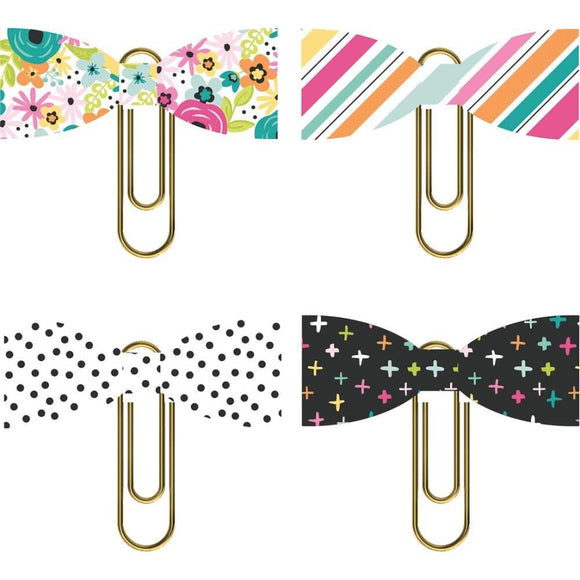 Scrapbooking  Oh Happy Day Decoration Bow Clips 4/Pkg Paper 12x12