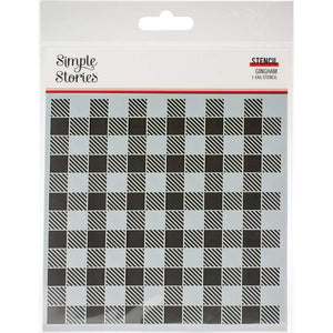 Scrapbooking  Simple Stories Summer Farmhouse Stencil 6"X6" Gingham Paper 12x12