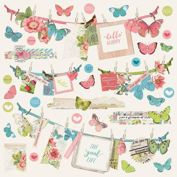 Scrapbooking  Simple Vintage Botanicals Banner Cardstock Stickers 12